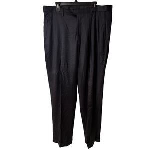 Paul Fredrick Dark Gray Wool Stretch Pleated Cuffed-Hem Pant Size 40